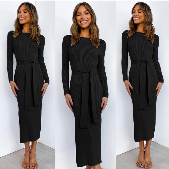 ANRABESS 🖤 Womens Long Sleeve Sweater Dress - Picture 6 of 6